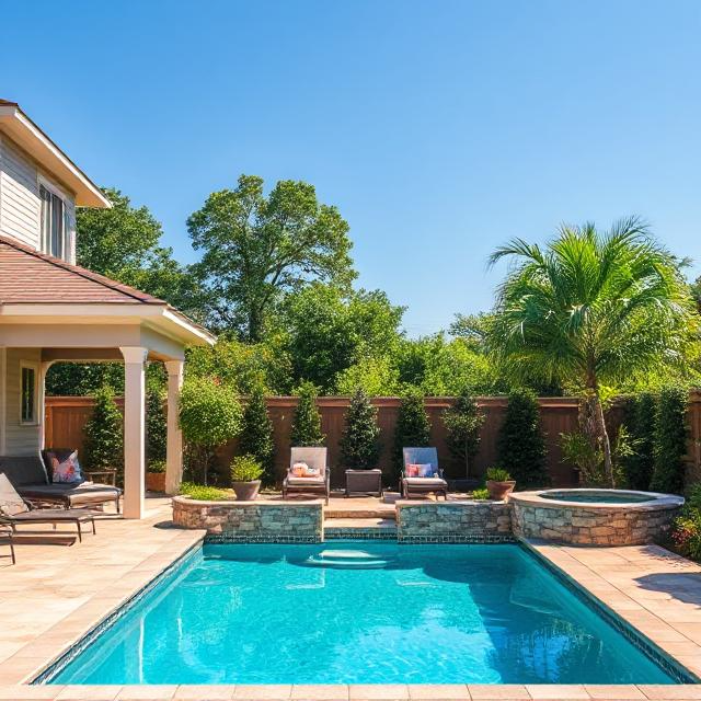 Custom outdoor living layout with firepit and seating