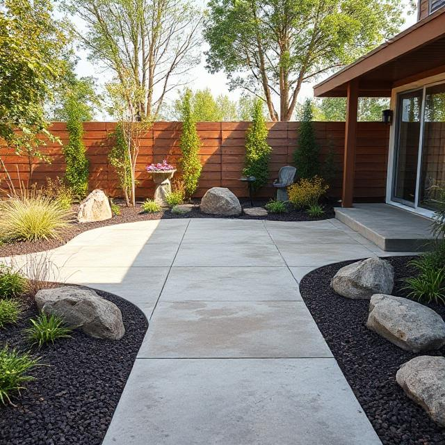 Decorative concrete driveway with border detail