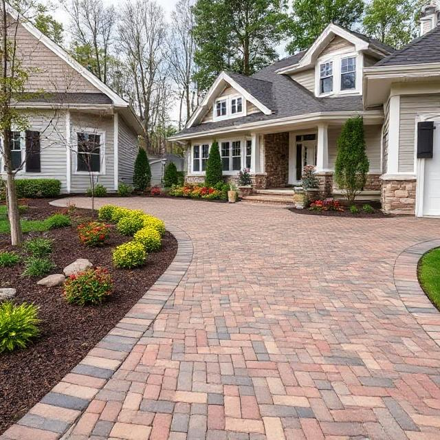 Large-format paver patio with clean modern lines