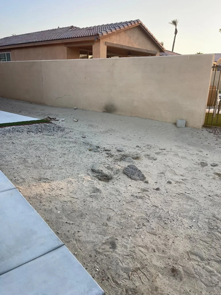 Outdoor area before hardscape work in Indio — photo 4